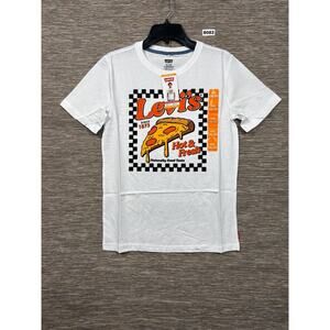 Levi's Shirt Boys XXL 18/20 White Pizza Graphic Short Sleeve Tee T-Shirt
